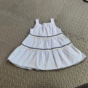 NWOT Crewcuts Blue and White Striped with Gold and Navy Scalloped Trim 3T